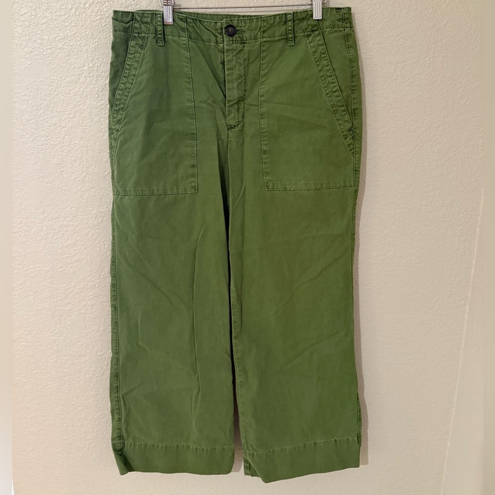 Velvet by Graham & Spencer Mya Utility Wide Leg Olive Green Cropped Pants
